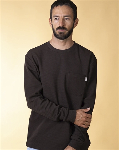 Elsk - Waffle Mens Pocket Longsleeve Strik - Soil Brown
